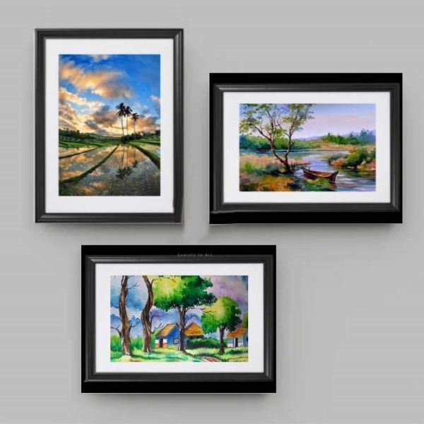 Square Wooden Picture Frame 13x9 in – Shatter-Resistant Glass Finish